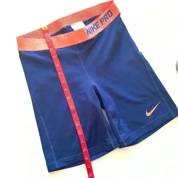 NIKE Pro DriFit Blue/Orange Highrise Compression Athletic Shorts Size M - Picture 11 of 12